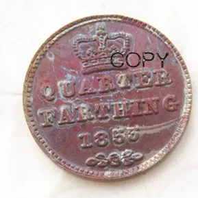 Набор(1839-1868) 5 шт. Великобритания/Ceylon Victoria Quarter Farthing посеребренные копии монет