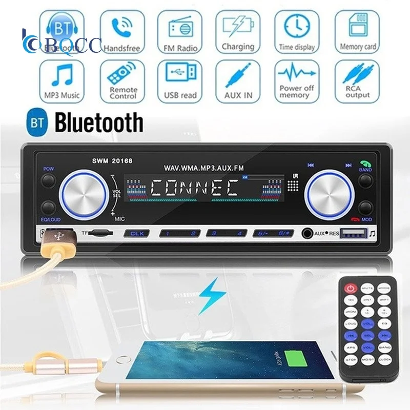 Car Mp3 Player 1 Din Bluetooth Autoradio Aux Input Indash 12v Usb