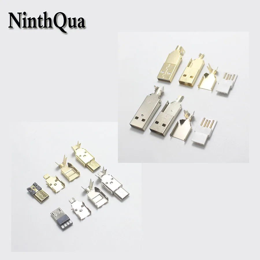 Золотой Micro USB 5Pin USB2.0 3 в 1 Позолоченный разъем для самостоятельного ремонта