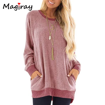 

Magriay Oversized Kpop Sweatshirt Women Autumn Winter Hoodies Contrast Streetwear Pullover Tunic Female Top Pink Tracksuit C314