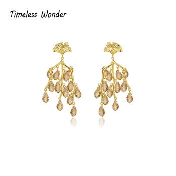 

Timeless Wonder Sweet Ginko Crystal Beaded Tassel Earrings Women Jewelry Gothic Fancy Top Runway Rare Kpop Gift Party Glam 2447