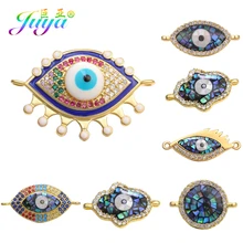 Juya DIY Jewelry Accessories Micro Pave Zircon Opal Shell Evil Eye Charm Connector For Turkish Bracelet Necklace Making Material Juya DIY Jewelry Accessories Micro Pave Zircon Opal Shell Evil Eye Charm Connector For Turkish Bracelet Necklace Making Material