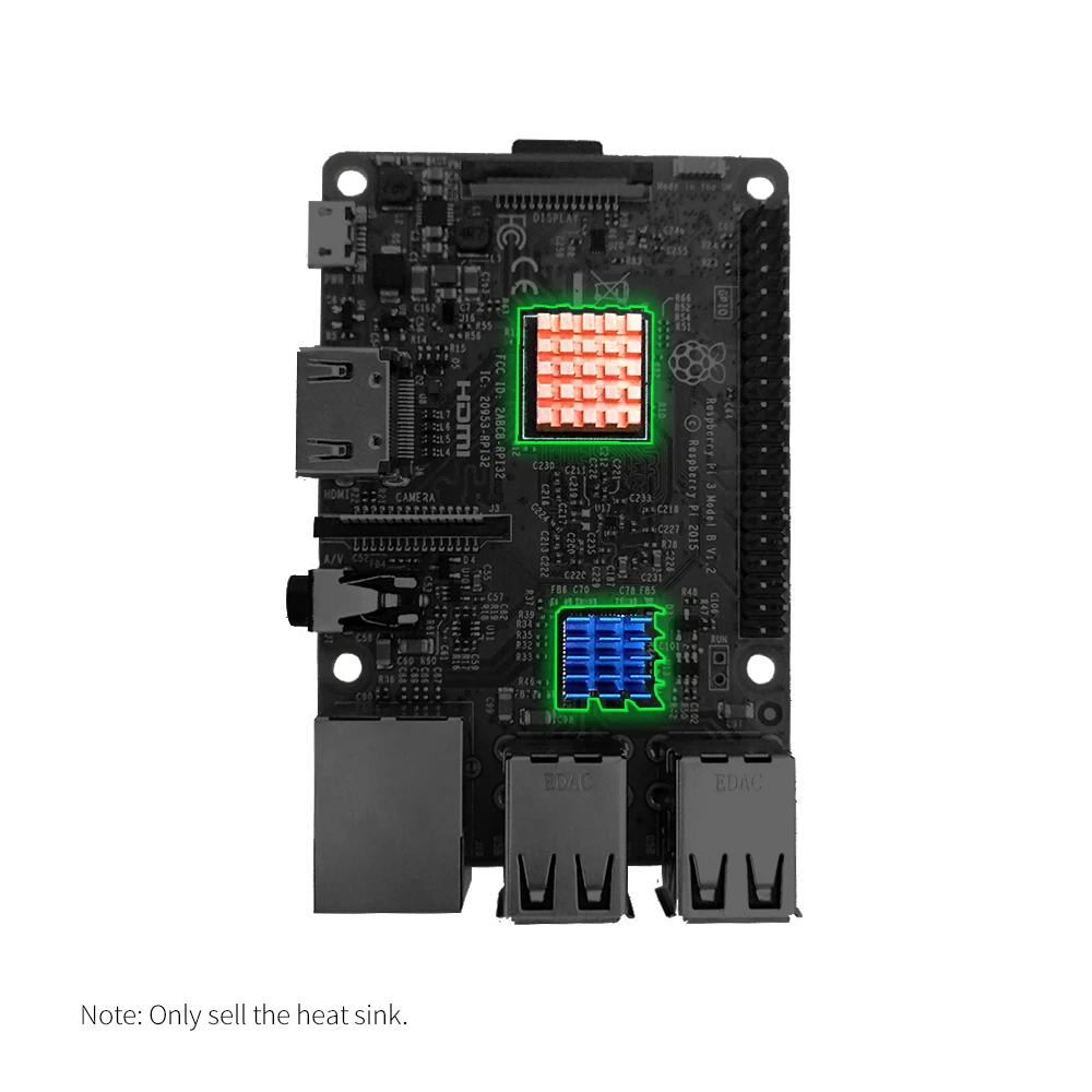 Raspberry Pi теплоотвод Модель B алюминиевый теплоотвод и RPI охлаждение с клейкой лентой