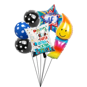 

1set Spanish Happy Fathers' Day foil balloons te quiero super papa 18inch father birthday Party Decorations Baloes latex balls