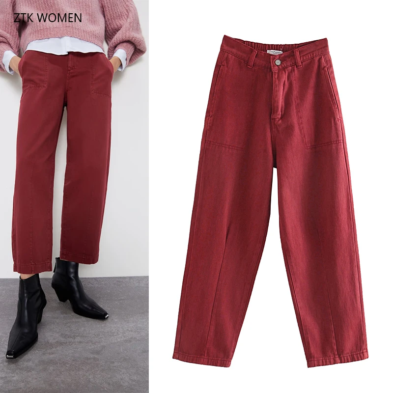 CFK женские джинсы новые осенние брюки с высокой талией повседневные однотонные прямые брюки повседневные Элегантные шаровары