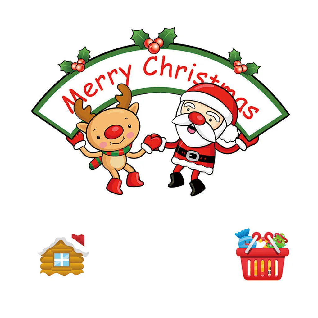 Рождественские наклейки на окна, наклейки, снежинка, Санта Клаус, лось, снеговик, подарок, дерево, звезда, колокольчики, узор, домашний Рождественский Декор F1010 - Цвет: F