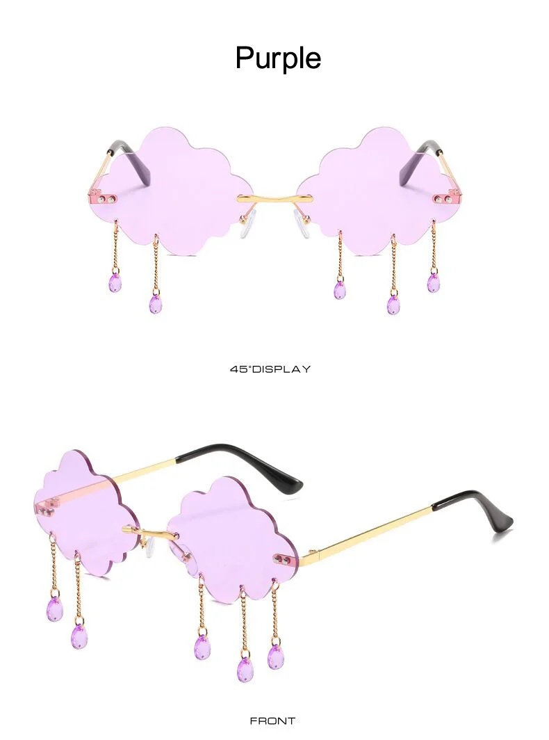 Vintage Rimless Sunglasses Woman Fashion Clouds Sun Glasses Female Retro Tassel Raindrop Trending Oculos De Sol Feminino_voghion.com