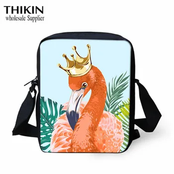 

THIKIN Cartoon Flamingo Print Women Messenger Bag Mother's Day Gift Kids Shoulder Bags Girls Crossbody Bag Travel Beach Pack
