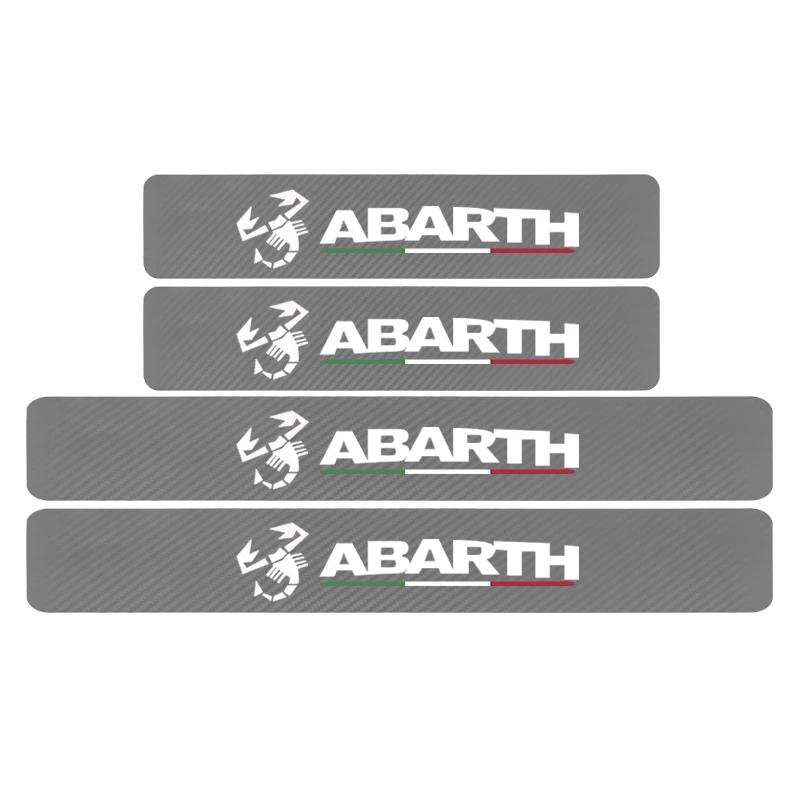 Автомобильный Стайлинг Abarth, 4 шт., наклейки с итальянским флагом, углеродное волокно, защита порога автомобиля, наклейка для Fiat Viaggio Punto 124 125 500 - Название цвета: Серебристый