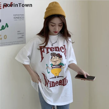 

Street Style Casual Korean Clothes Bts Kpop 2020 New Summer Funny Cartoon Print Loose O Neck Women T-shirt Free Shipping