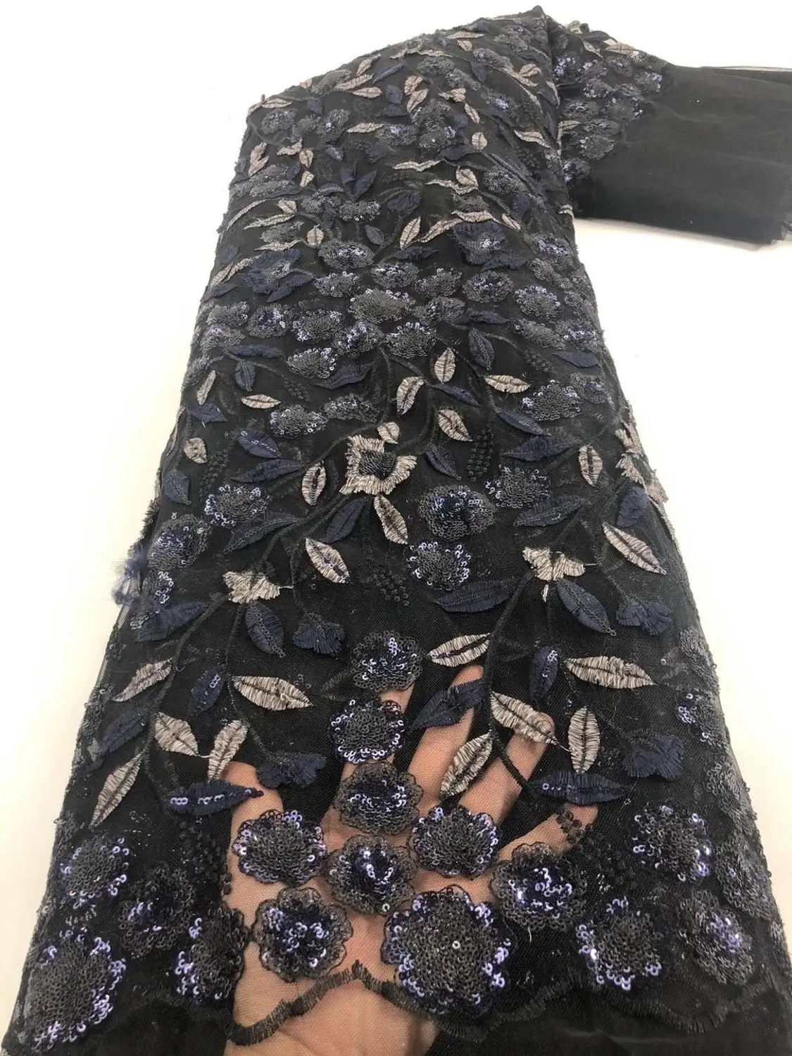 

sequin tulle lace fabric 5 yards 2020 Swiss new high-quality wedding banquet show lace fabric JJ-954