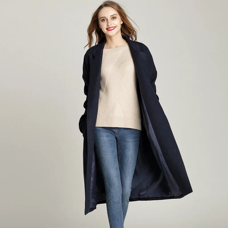 

Stand Collar Woolen Jacket Ozhouzhan Brand Cardigan Coat Fat Mm Slim Fit Slimming Woolen Cloth Long Loose-Fit Overcoat
