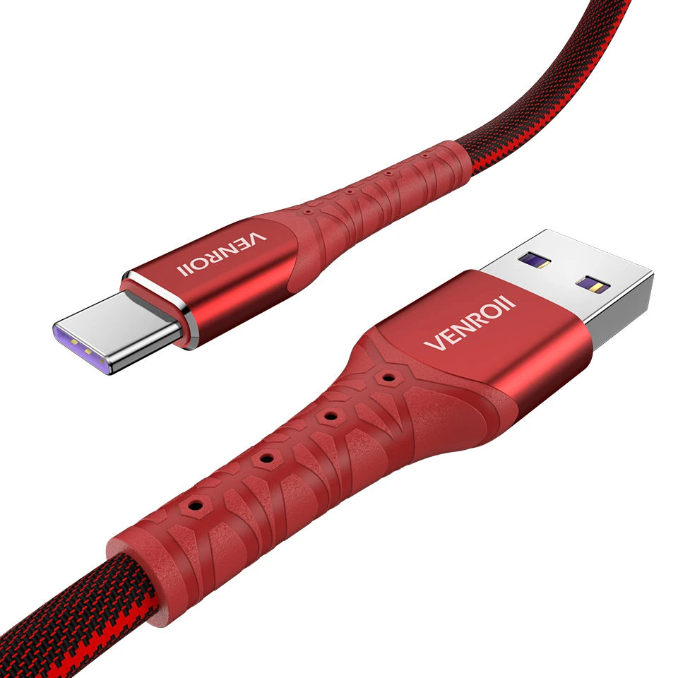 Venroii 5A Supercharge usb type C кабель для huawei mate 30 20 10 Pro Быстрая зарядка USBC Kable type-C телефонный шнур для Honor Xiaomi - Цвет: Red