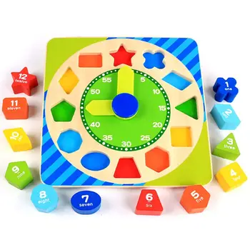 

Wooden digital Clock Toy with Number and Shape Educational Game for 1 2 3 kids E65D