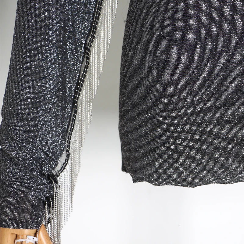 TWOTWINSTYLE вязаный свитер для женщин с длинным рукавом и круглым вырезом из кусков с бисером и кисточками пуловер Топы для женщин Осенняя мода