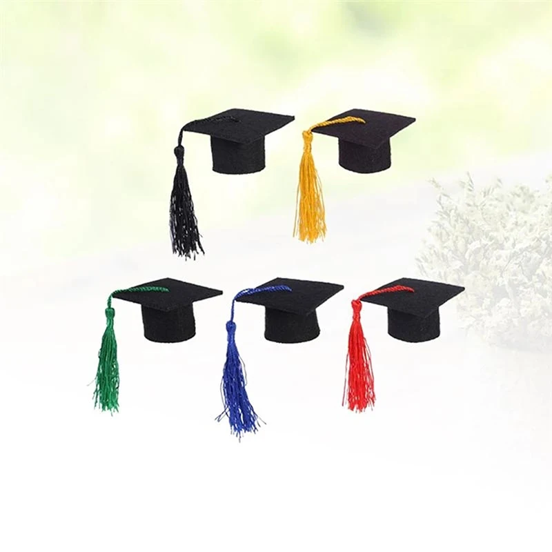 15 Pcs Creativite Wine Bottle Toppers Decorative Mini Bachelor Hat Tassel Cap For Decor DIY Crafts Gift | Дом и сад