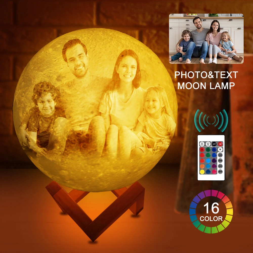 Personalized Moon Lamp With Photo Text Custom Lamp 3D Printing Bedroon Night Lamp LED Moon Light Decor Touch/Tap/Remote Switch home depot dinosaur light