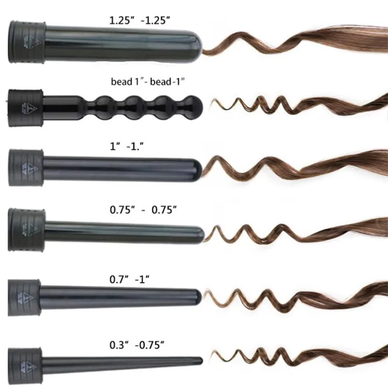 Профессиональные щипцы для завивки волос, 9-32 мм, 6 в 1, 0,35-1,25 дюймов, керамические инструменты для укладки волос, сменные инструменты для парикмахерской, 20#824