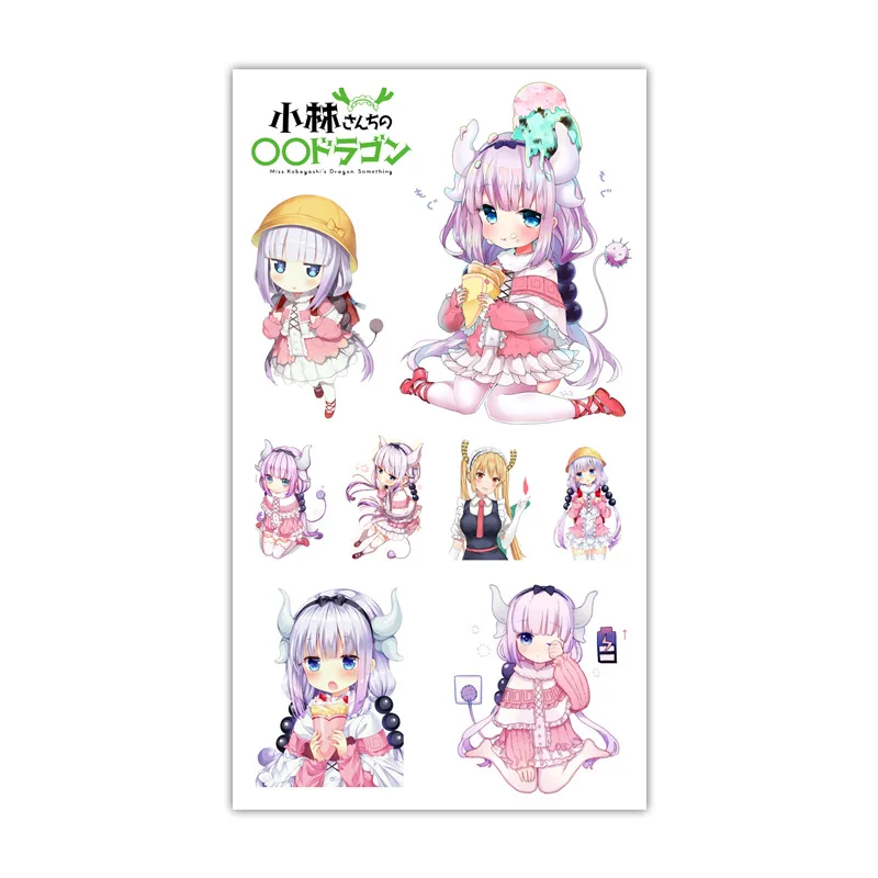 

1pc Miss Kobayashi's Dragon Maid Tattoo Sticker Anime Stiker Water Transfer Temporary Children Tattoos Paper For Kids Body Arm