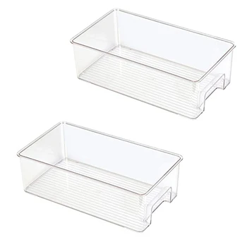 

Refrigerator Organizer Bins Kitchen Storage Containers for Pantry, Food Storage Organizer Drawers- 14" Long 8"W - 2 Pack