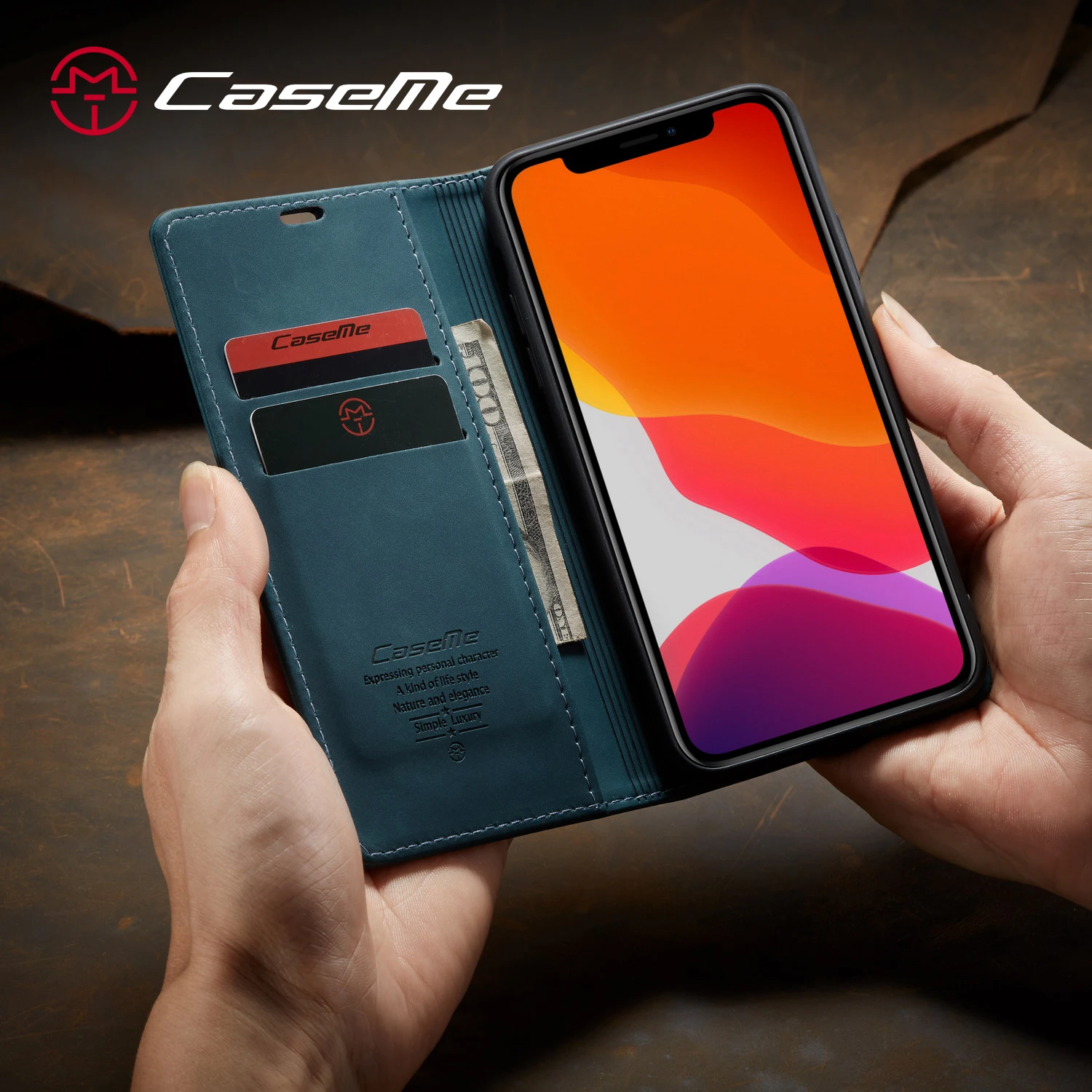 Магнитный кожаный чехол CaseMe в стиле ретро для IPhone11 pro мягкий силиконовый из ТПУ