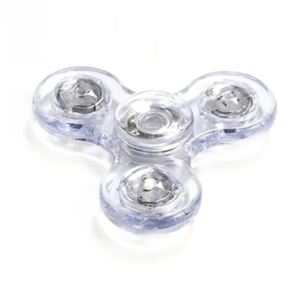LED Colorful Night Light Luminous Transparent Crystal Fingertip Gyro Rotation Time Long Anti Stress Finger Gyro Kids Gifts