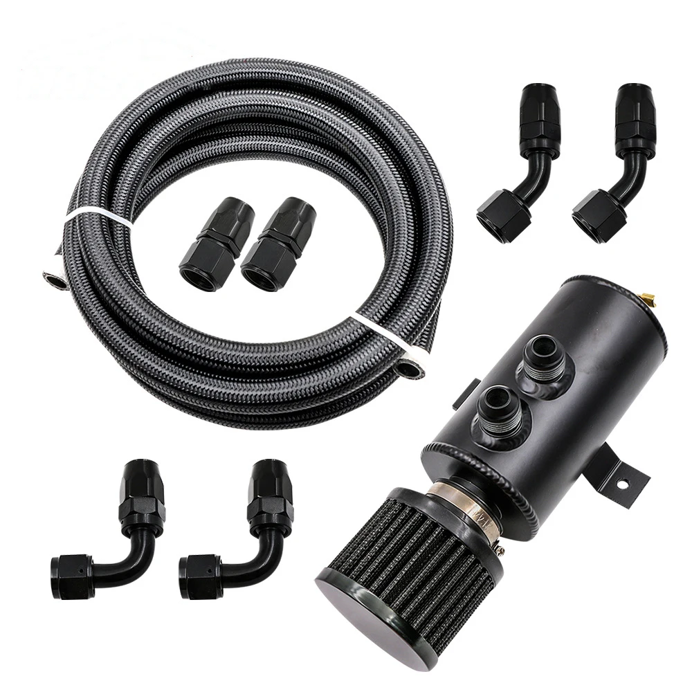 

Car Modified Oil Breathable Pot Kit 0.75L with AN10 Connector Hose Modified Oil Pot Modified Parts Auto Parts Car Accessories