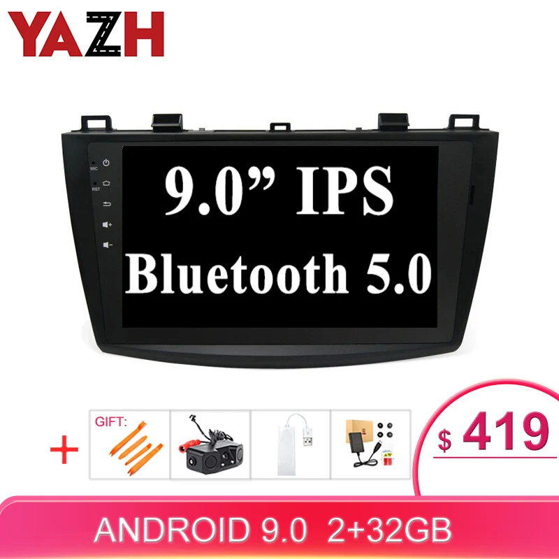 ##BUY YAZH 1 Din Android 9.0 Car Stereo Multimedia System For MAZDA 3 2009 2010 2011 2012 GPS Navigation Auto Radio Carplay YouTube