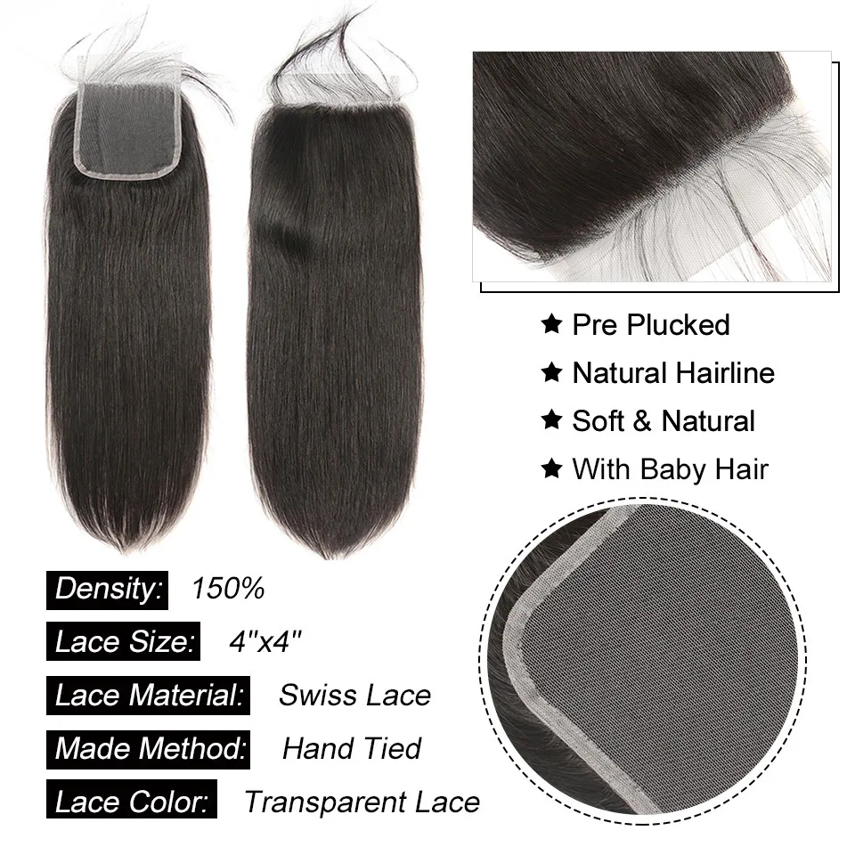 5x5 transparent lace closure with bundles