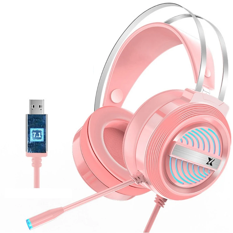 USB Gaming Headset Gamer Headphones 7 1 Surround Sound Stereo Earphone with Mic 77HA