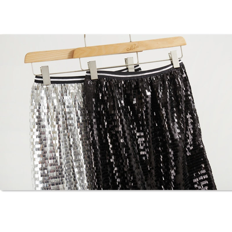 Marwin, Новое поступление, Весенняя однотонная расшитая блестками прямая юбка до середины икры в стиле ампир, уличный стиль, женские юбки, вечерние юбки для отдыха