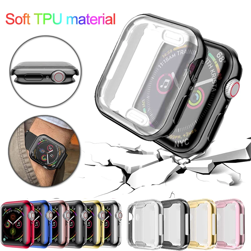 

Watch Cover Case For Apple Watch Series 5 4 3 2 1 Band Case 42mm 38m 40mm 44mm Slim TPU Case Protector for iWatch 4 44mm