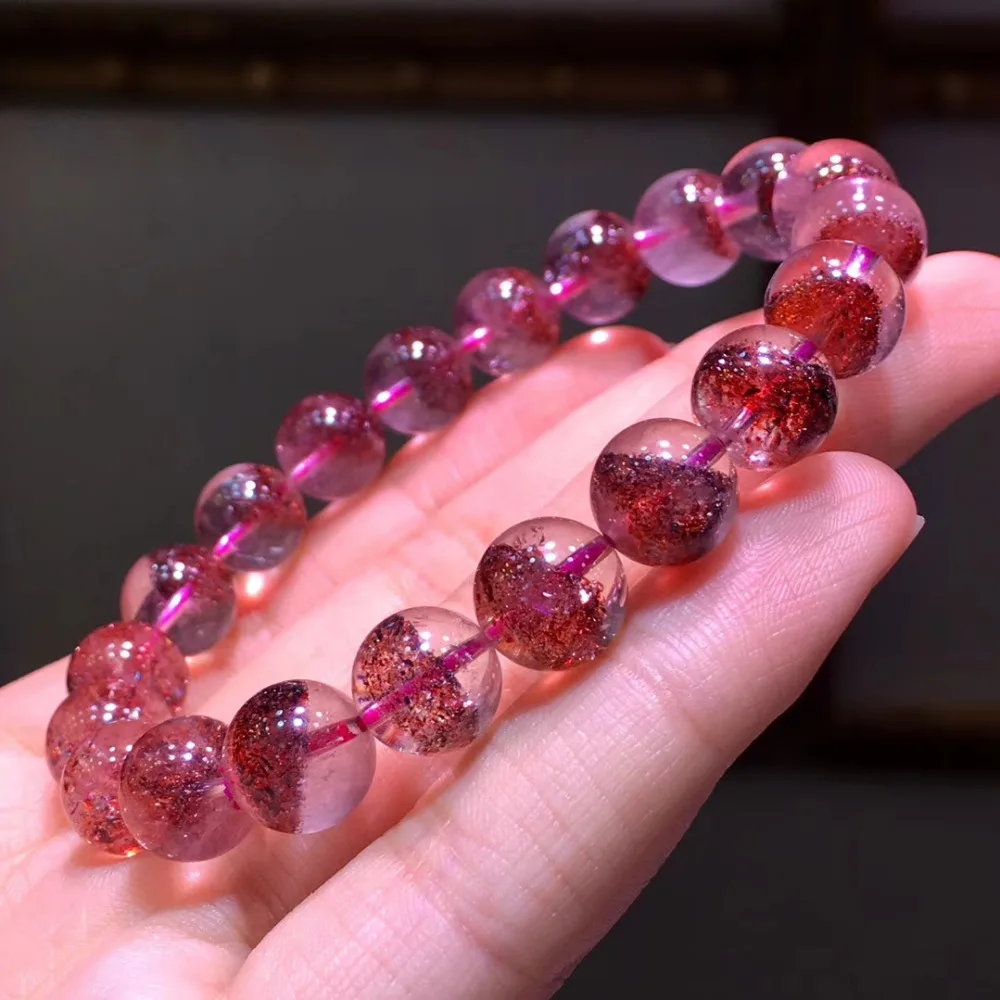 9,5 мм натуральный Lepidocrocite кварцевый кристалл браслет женский красный супер 7 Круглый бисер стрейч драгоценный камень ювелирные изделия сертификат AAAAA