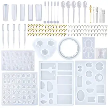 

299 Pieces Silicone Casting Resin Molds And Tools Set For Resin Jewelry DIY Resin Pendant Bracelet Silicone Casting Molds