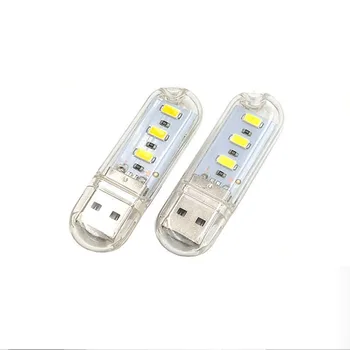 

Wasafire 5pcs/lot Portable USB LED Flashlight 3 LED Worklight White Reading Light LED Torch USB Charging Computer Lamp