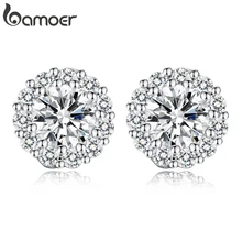 Высокое качество круглый дизайн AAA+ швейцарский CZ кристалл покрынная серьги для свадьбы романтический Bamoer YIE006