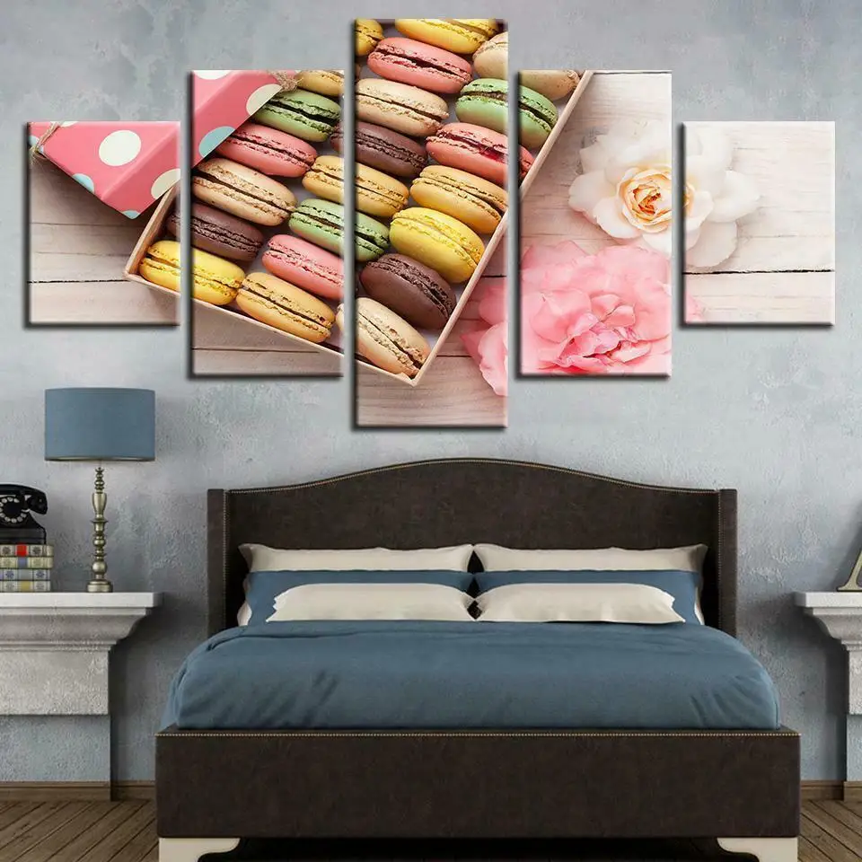 

5 Pcs Valentine's Day Gift Color Donuts Canvas Pictures Print Wall Art Canvas Paintings Wall Decorations for Living Room Unframe