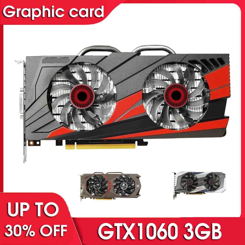 Graphics Card GTX 1060 3GB 192Bit GDDR5 GPU Video Card PCI-E3.0 For nVIDIA Gefore Games Stronger than GTX 1050Ti 4GB video card in computer