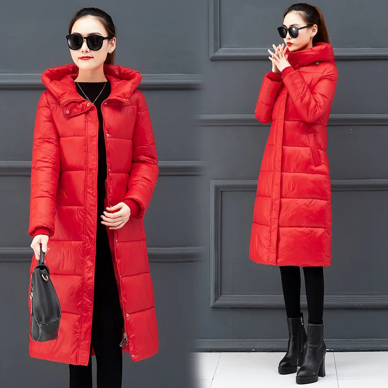 

Long Down Jacket Women's 2019 Winter New Style over-the-Knee WOMEN'S Quilted Cotton Coat Korean-style Loose-Fit Slimming Women's