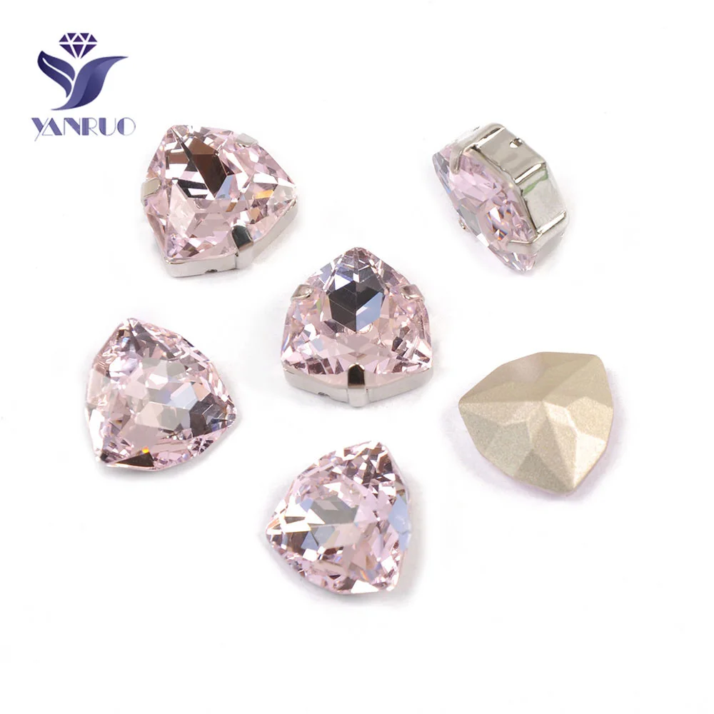 YANRUO 4706 Triangle Light Rose Shiny Glass Stones Sewing Crystals Rhinestones Diamond Gems Strass Jewelry For Dress | Дом и сад