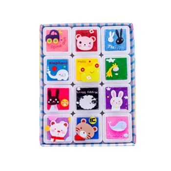 

Children's finger painting color stamp pad ink set 12 colors Gift for Children Stamp DIY Art