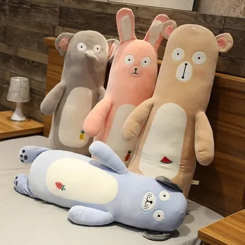 

New Cartoon Forest Animal Stay Cute Long Pillow Bear Rabbit Elephant Dog Pillows Cute Plush Toy Puppet Funny Gift for Women Kids