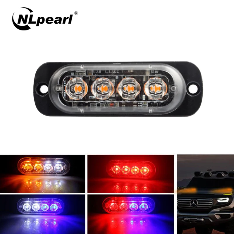 Nlpearl 12-24 в ультра-тонкий 4 светодиодный мигающий маяк стробоскоп Warnning Lights Ploice Cars