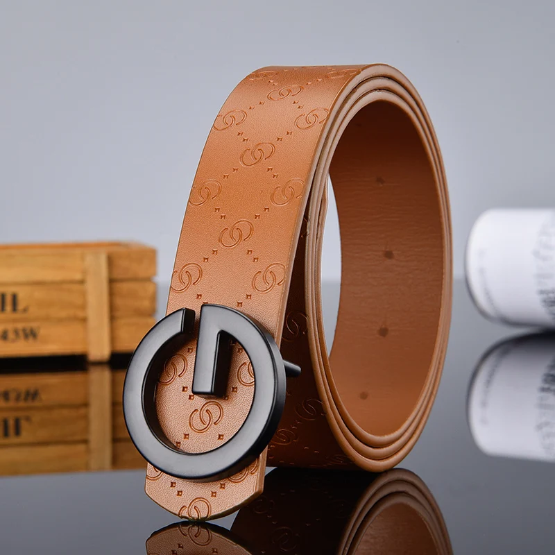 Black buckle Camel Горячая Распродажа G гладкий ремень с пряжкой роскошные ремни из воловьей кожи подлинный дизайнерский высококачественный модный винтажный мужской женский ремень - Цвет: Black buckle Camel