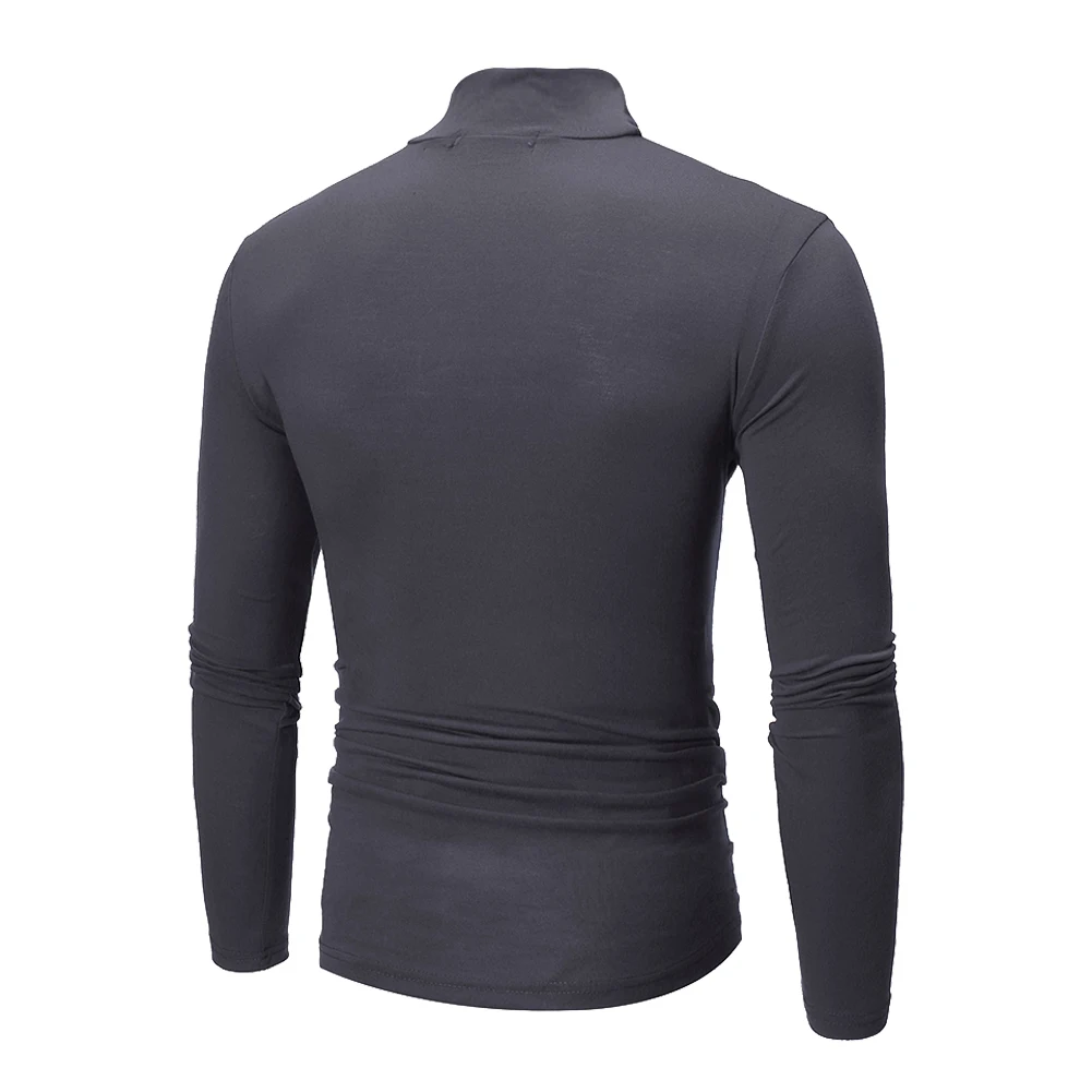 Mens Long Sleeve Cotton High Neck Turtleneck Stretch Slim Basic Tee Tops New Mens Roll Turtle Neck Pullover Knitted Sweater