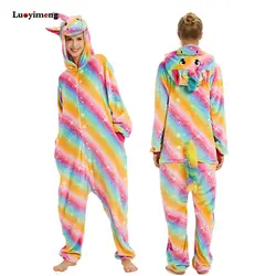 2019 единорог пижамы Onesie женские кигуруми пижма в виде панды зимняя фланелевая одежда для сна для взрослых ночнушка стежка Пижама в виде