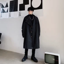 Мужской винтажный Повседневный Свободный плащ с большим воротником, пальто для мужчин и женщин, японский уличный кардиган, длинная куртка, ветровка, верхняя одежда