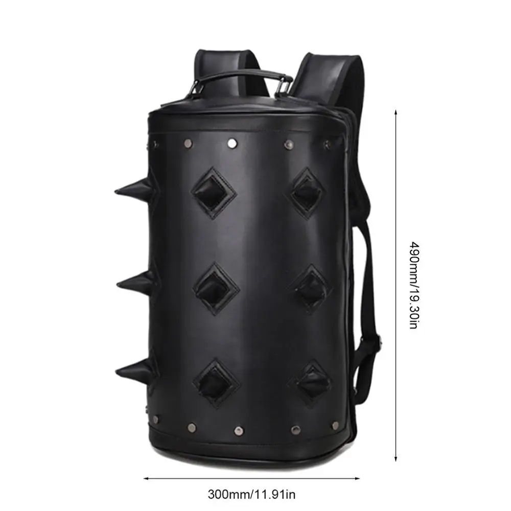 Hedgehog Spire Bucket Pu Backpack Portable Travel Computer Backpack Fashion Backpack Black Color 15 Inch Induction
