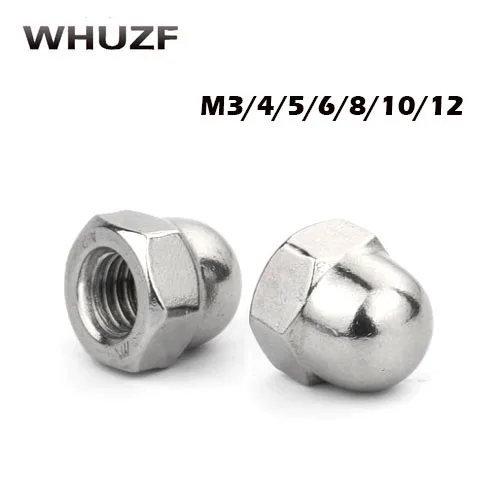 M10/M12/M14/M16/M20 DIN1587 колпачковые гайки болты с шестигранной головкой Кепки 304