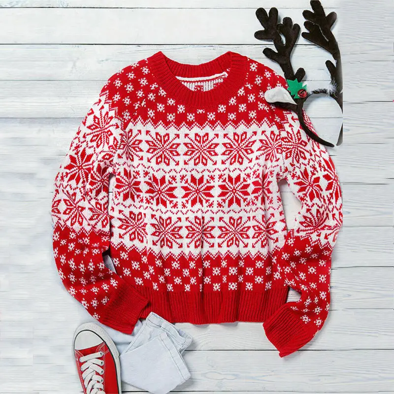 

Ugly Christmas Jumper Women Sweaters Warm Autumn Winter Cross Border Snowflake Deer Pullover Sweater Tops Fashion 2020